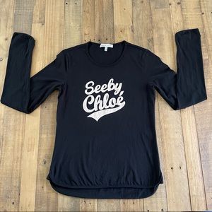SEE BY CHLOE Logo Print Long Sleeve Cotton
T-shirt